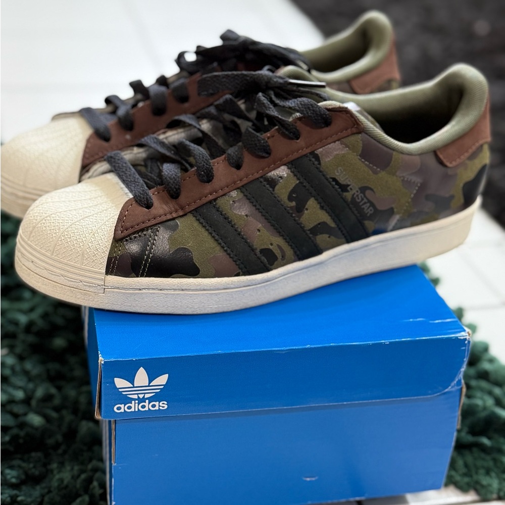 Adidas Camo Superstar with Black Stripes